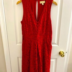 Moulinette Soeurs by Anthropologie- Red Lace Jumpsuit